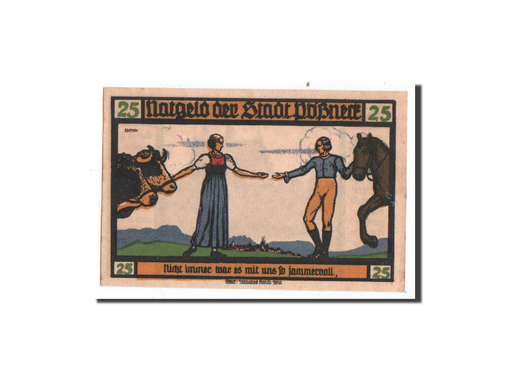 Biljet, Duitsland, Possneck, 25 Pfennig, personnage 2, 1921, 1921-07-31, NIEUW