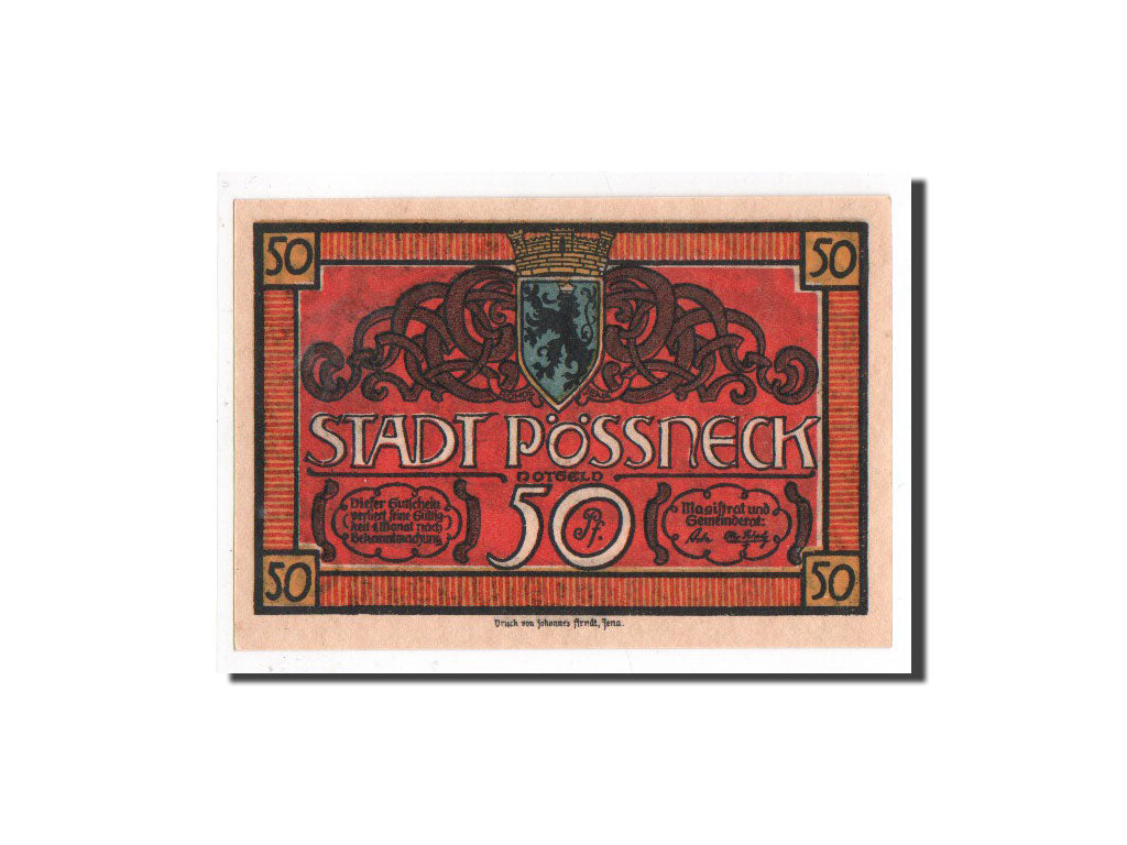 Banknote, Germany, Possneck, 50 Pfennig, personnage, O.D, Undated, UNC(65-70)