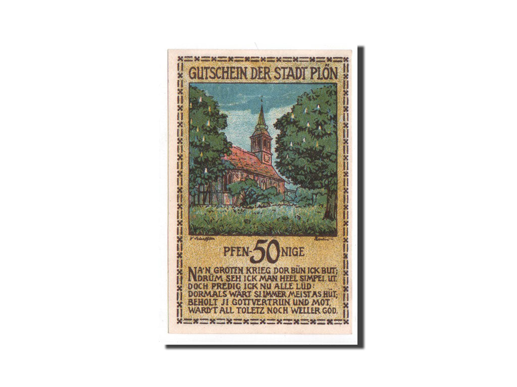 Banknote, Germany, Plön, 50 Pfennig, Eglise, 1921, Undated, UNC(65-70)