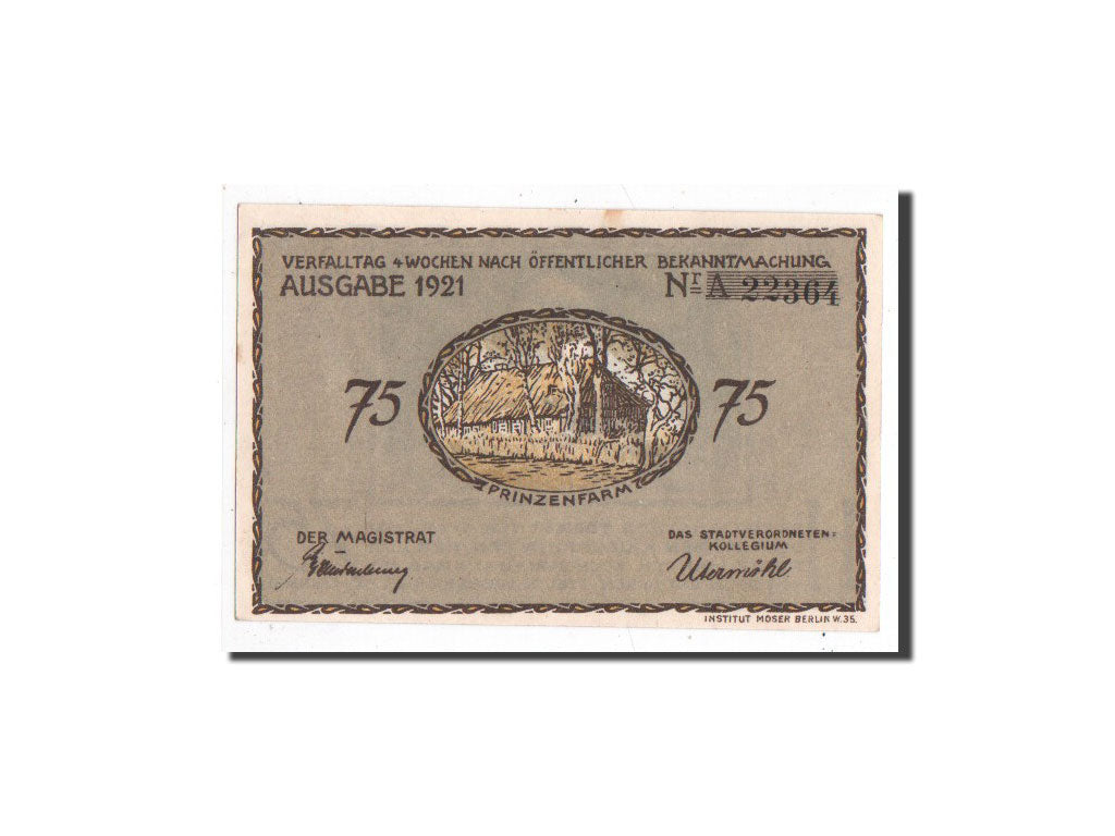 Banknote, Germany, Plön, 75 Pfennig, château, 1921, Undated, UNC(65-70)