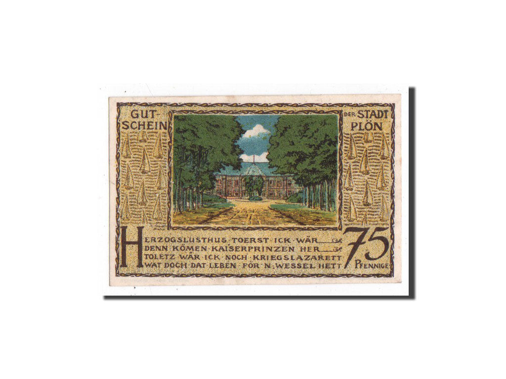 Banknote, Germany, Plön, 75 Pfennig, château, 1921, Undated, UNC(65-70)