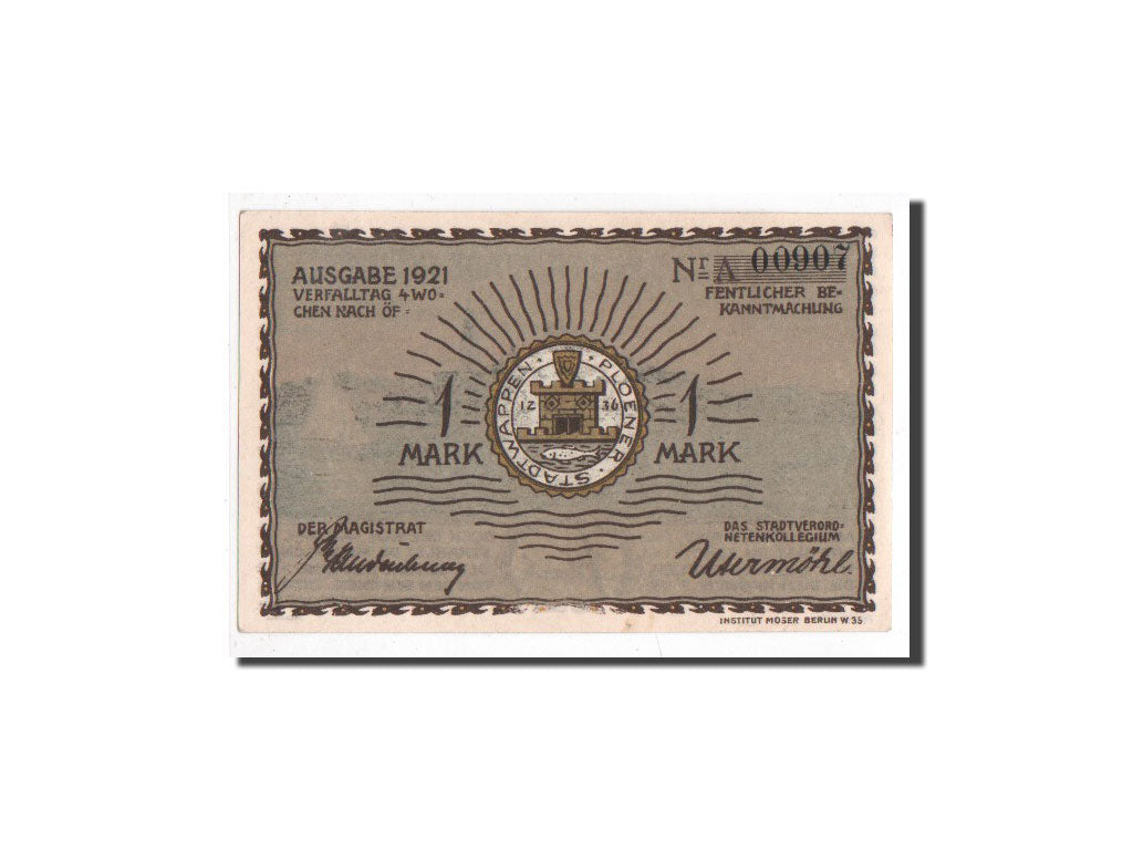 Banknote, Germany, Plön, 1 Mark, paysage, 1921, Undated, UNC(65-70)