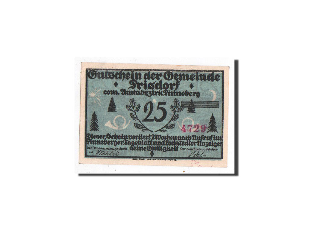 Banknote, Germany, Prisdorf, 25 Pfennig, paysage, O.D, Undated, UNC(65-70)