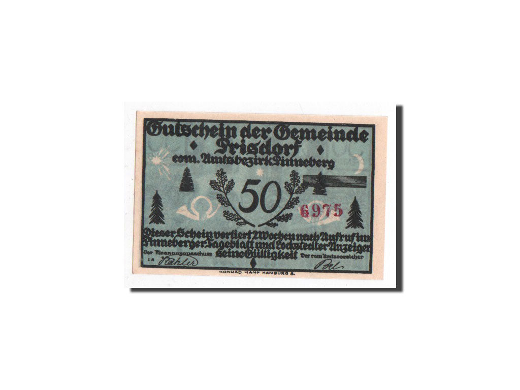 Banknote, Germany, Prisdorf, 50 Pfennig, cerf, O.D, Undated, UNC(65-70)
