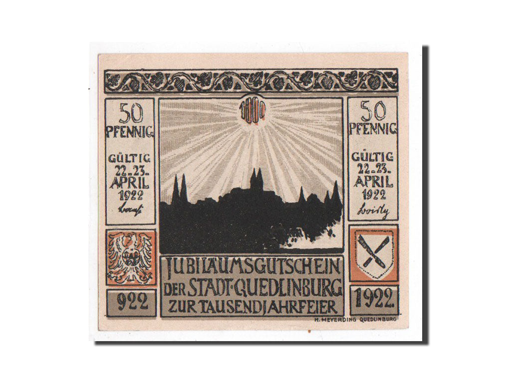 Banknote, Germany, Quedlinburg Stadt, 50 Pfennig, maison 2, 1922, 1922-04-22