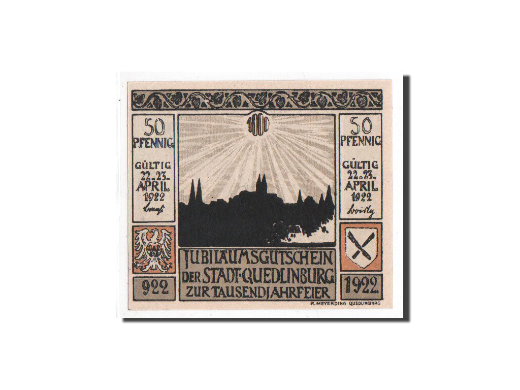 Banknote, Germany, Quedlinburg Stadt, 50 Pfennig, personnage, 1922, 1922-04-22