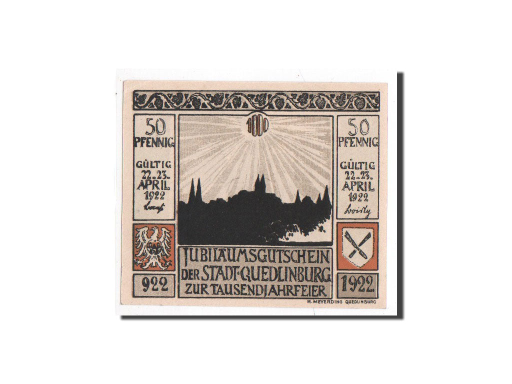 Banknote, Germany, Quedlinburg Stadt, 50 Pfennig, personnage 1, 1922