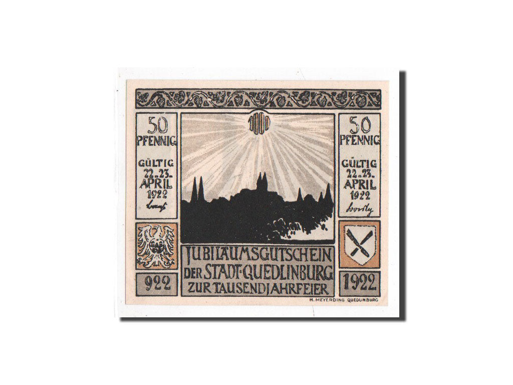 Banknote, Germany, Quedlinburg Stadt, 50 Pfennig, Eglise, 1922, 1922-04-22