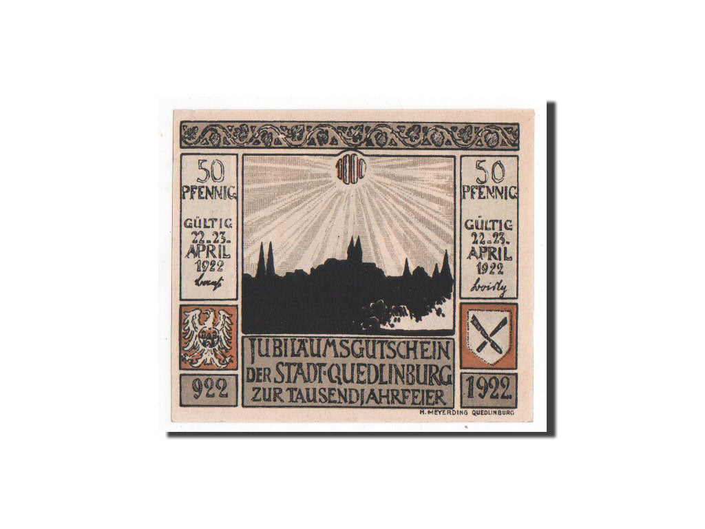 Banknote, Germany, Quedlinburg Stadt, 50 Pfennig, maison 3, 1922, 1922-04-22