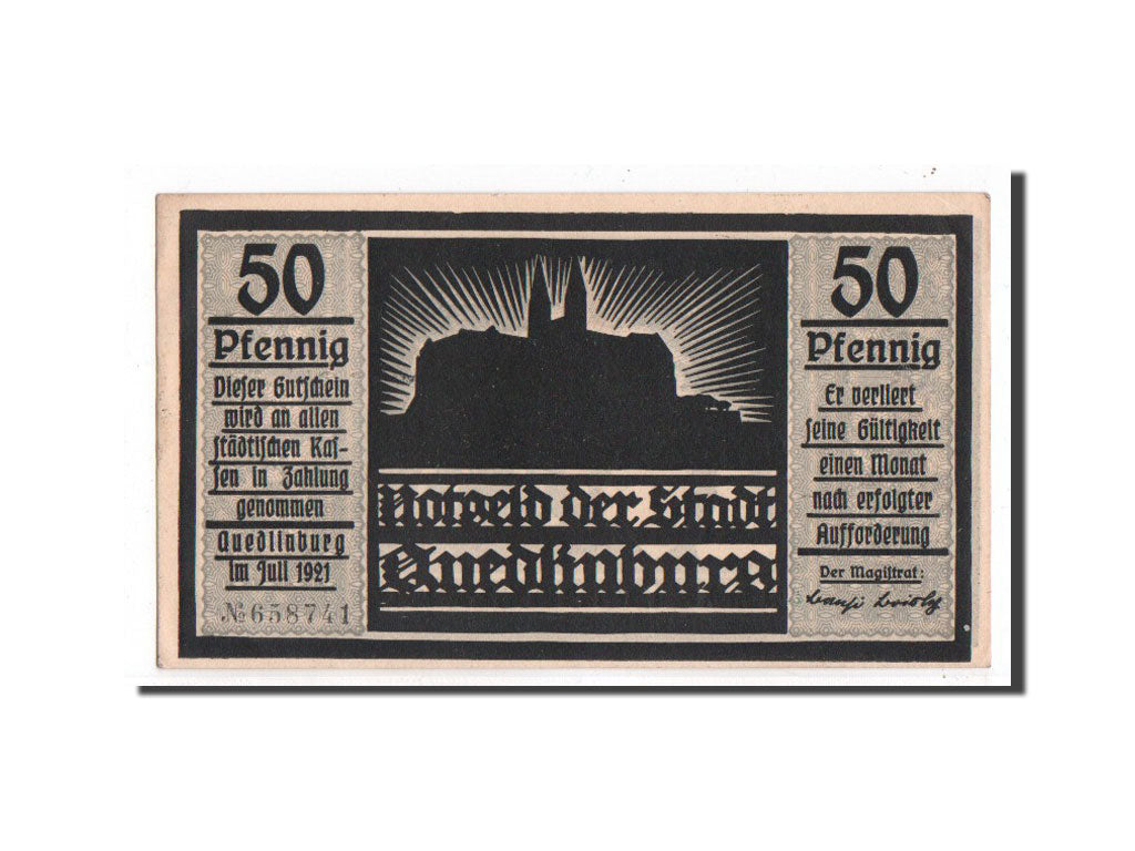 Banknote, Germany, Quedlinburg Stadt, 50 Pfennig, personnage, 1921, Undated