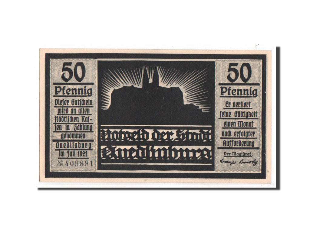 Banknote, Germany, Quedlinburg Stadt, 50 Pfennig, personnage 1, 1921, Undated