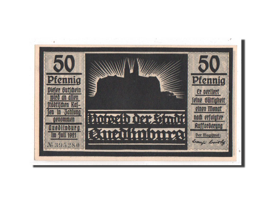 Banknote, Germany, Quedlinburg Stadt, 50 Pfennig, personnage 2, 1921, Undated