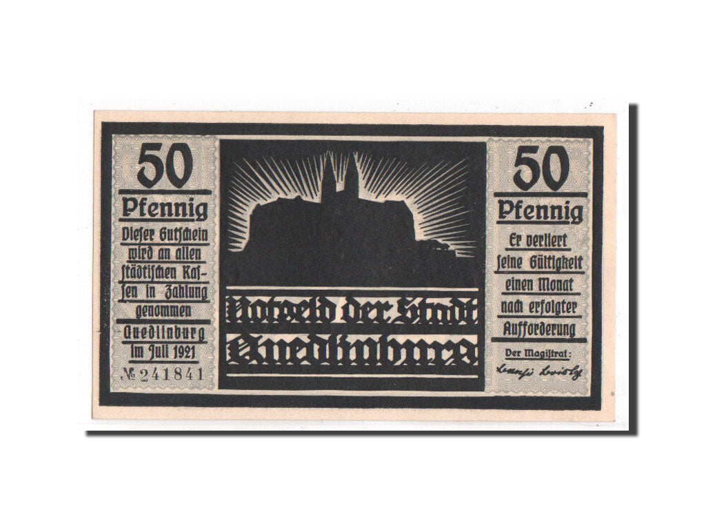 Billete, Alemania, Quedlinburg Stadt, 50 Pfennig, personnage 4, 1921, Undated