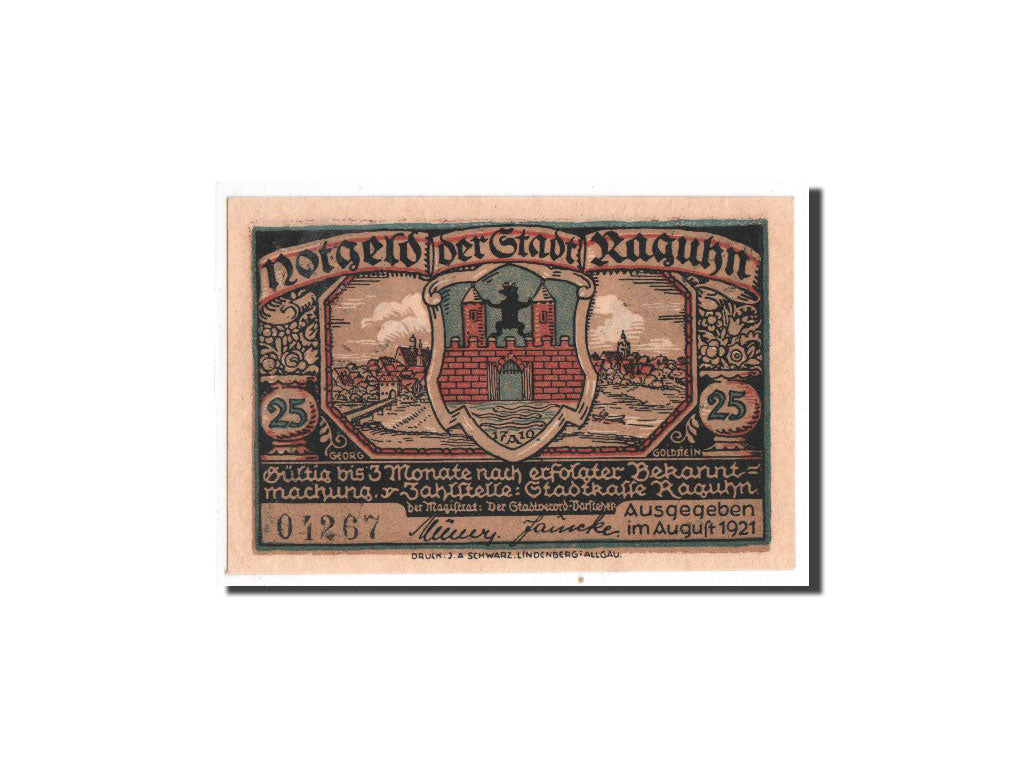 Banknote, Germany, Raguhn, 25 Pfennig, personnage, 1921, Undated, UNC(65-70)