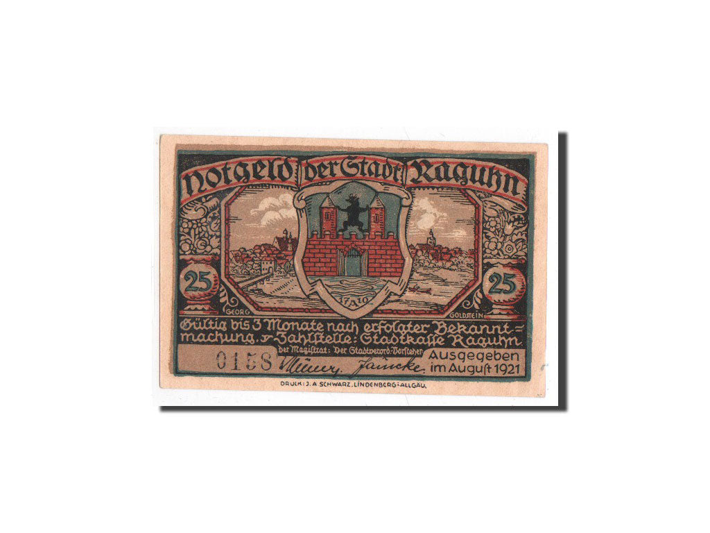 Banknote, Germany, Raguhn, 25 Pfennig, personnage 1, 1921, Undated, UNC(65-70)