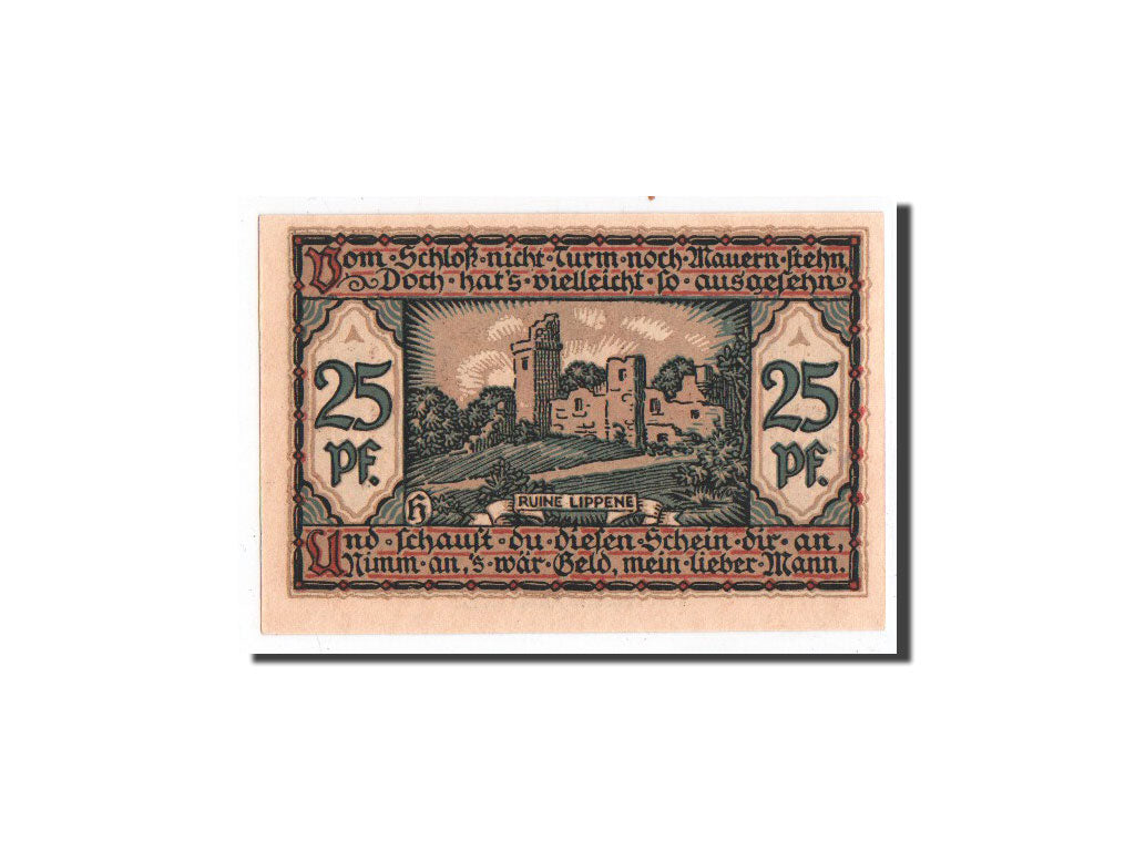 Banknote, Germany, Raguhn, 25 Pfennig, ruine, 1921, Undated, UNC(65-70)