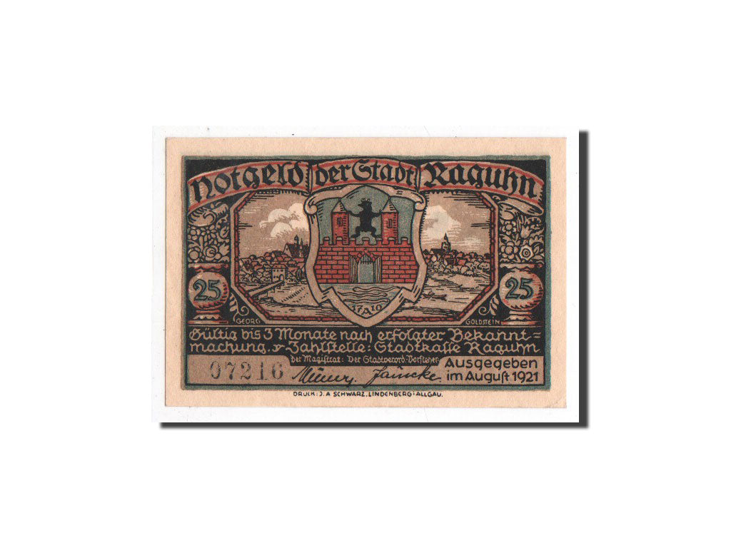 Billet, Allemagne, Raguhn, 25 Pfennig, personnage 2, 1921, Undated, NEUF