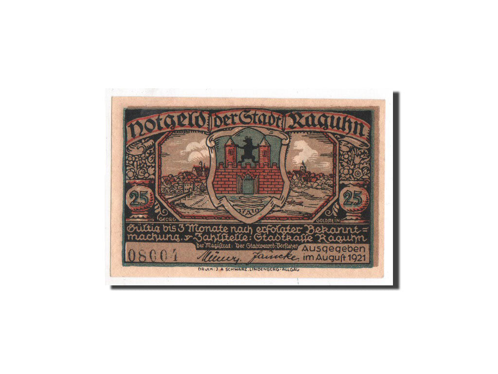 Billete, Alemania, Raguhn, 25 Pfennig, Maison, 1921, Undated, UNC, Mehl:1094.1