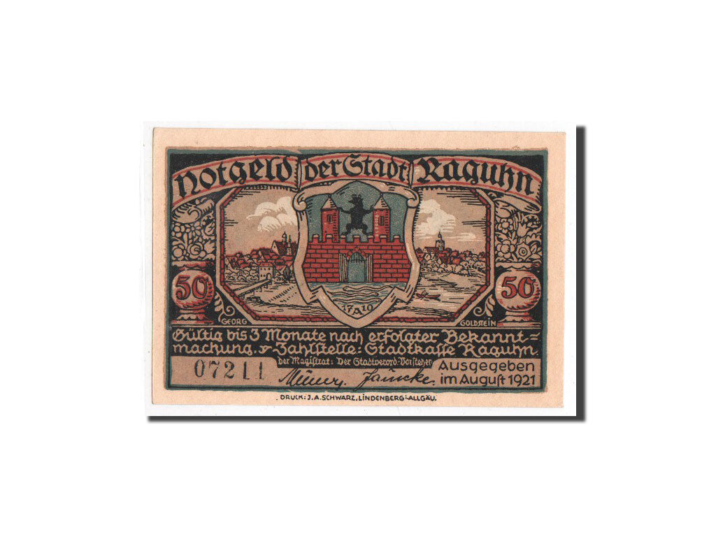 Banknote, Germany, Raguhn, 50 Pfennig, personnage, 1921, Undated, UNC(65-70)
