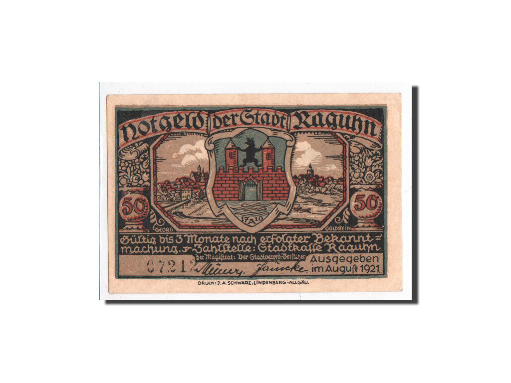 Billet, Allemagne, Raguhn, 50 Pfennig, ruine, 1921, Undated, NEUF, Mehl:1094.1
