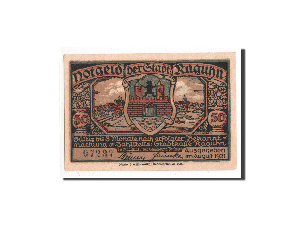 Billete, Alemania, Raguhn, 50 Pfennig, personnage 1, 1921, Undated, UNC
