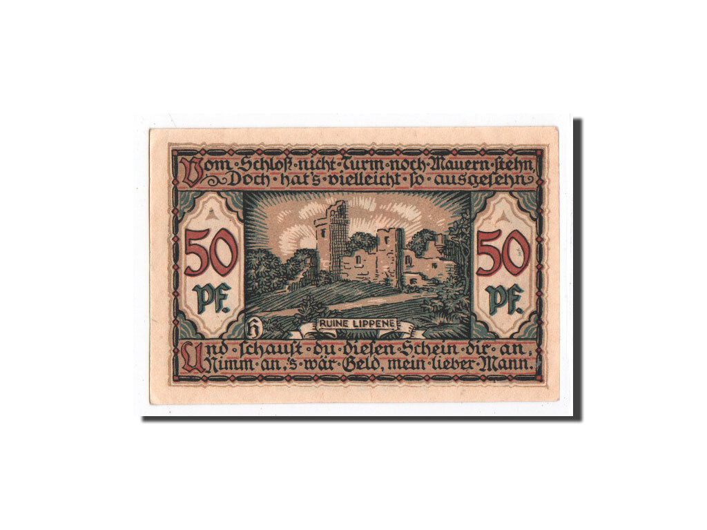Billete, Alemania, Raguhn, 50 Pfennig, ruine 1, 1921, Undated, UNC, Mehl:1094.1