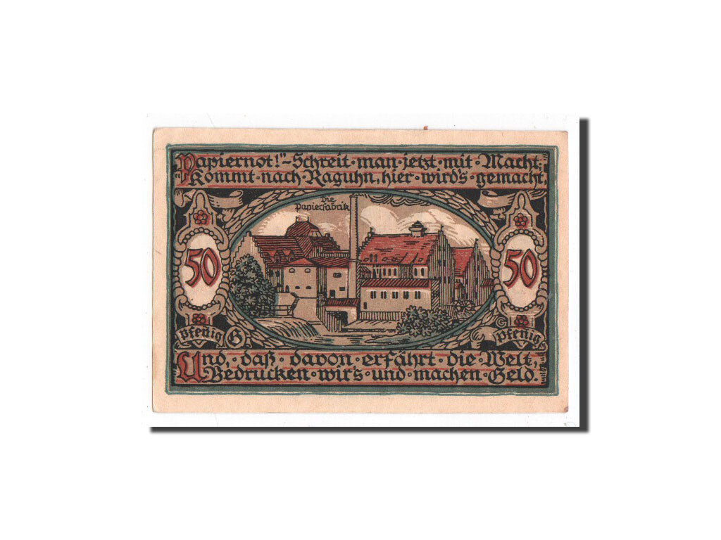 Banknote, Germany, Raguhn, 50 Pfennig, Usine, 1921, Undated, UNC(65-70)