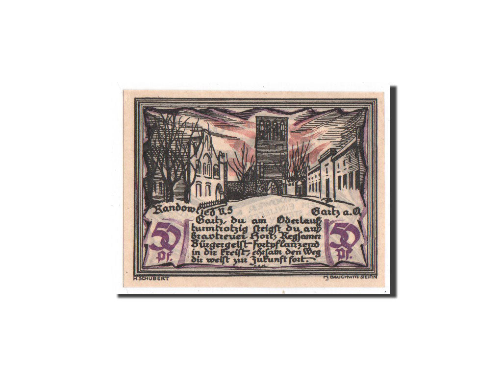Billet, Allemagne, Randow, 50 Pfennig, cathédrale, 1921, 1921-09-01, NEUF
