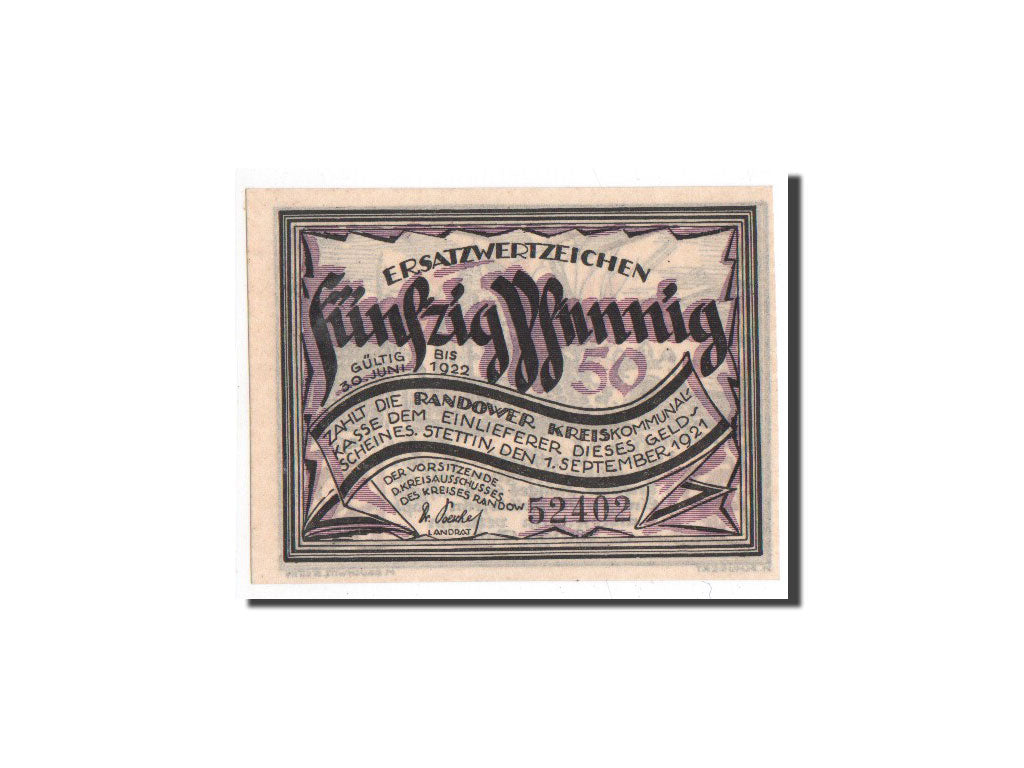Banknote, Germany, Randow, 50 Pfennig, Eglise, 1921, 1921-09-01, UNC(65-70)