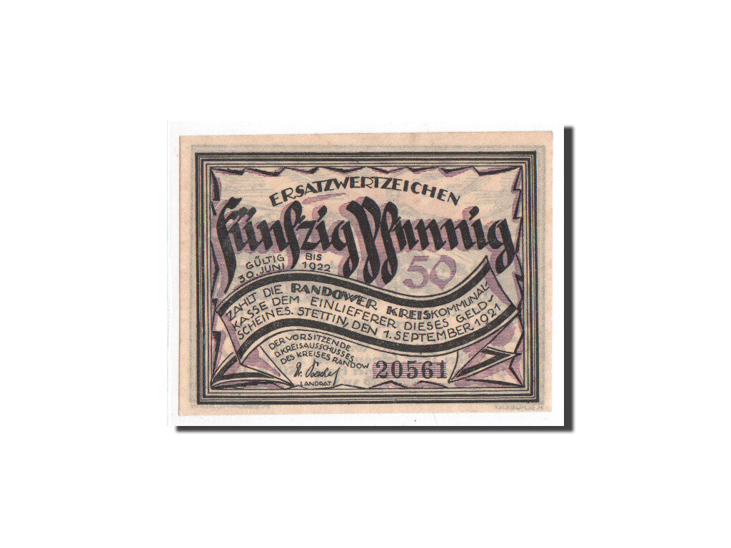 Banknote, Germany, Randow, 50 Pfennig, paysage, 1921, 1921-09-01, UNC(65-70)