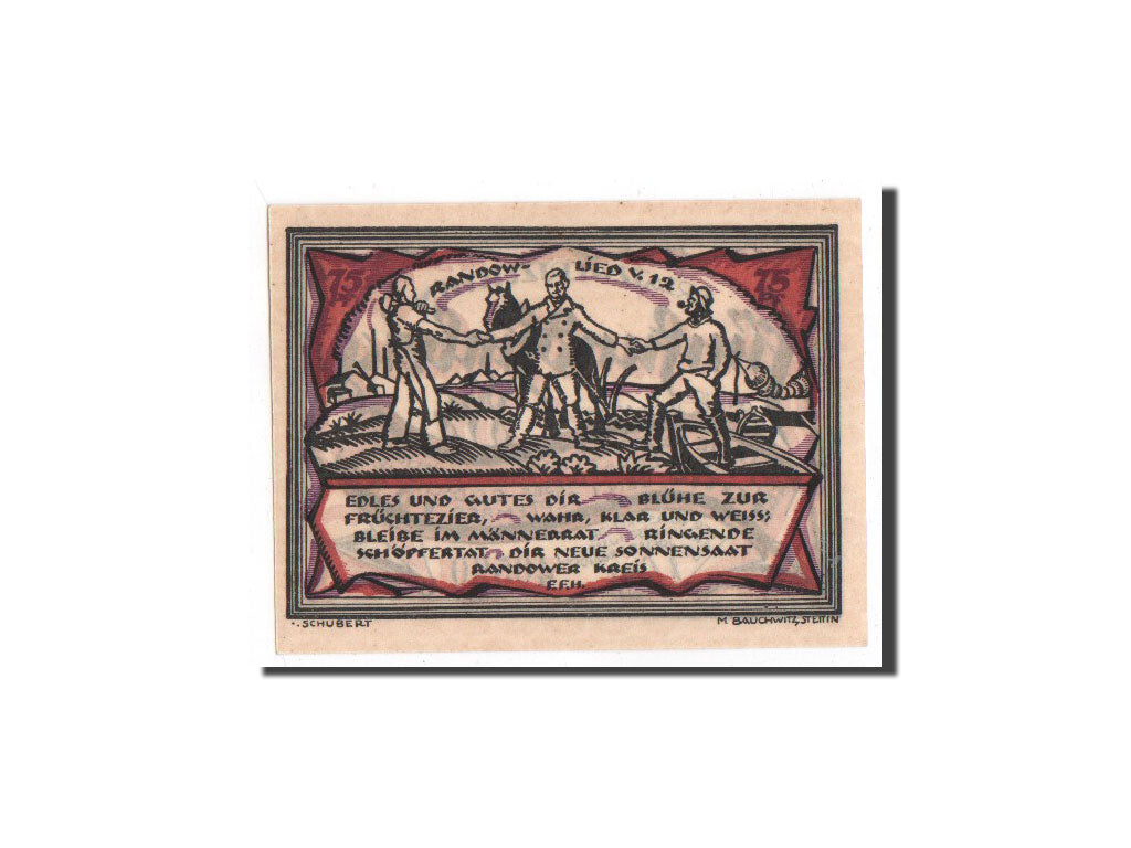 Billet, Allemagne, Randow, 75 Pfennig, personnage, 1921, 1921-09-01, NEUF