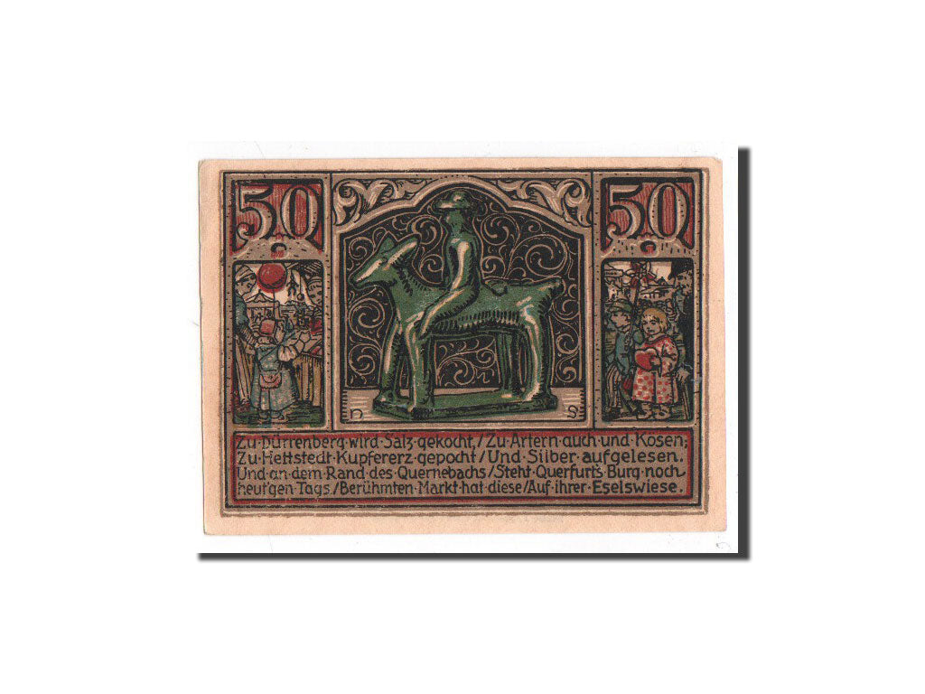 Billet, Allemagne, Querfurt, 50 Pfennig, statue, 1921, 1921-08-24, NEUF