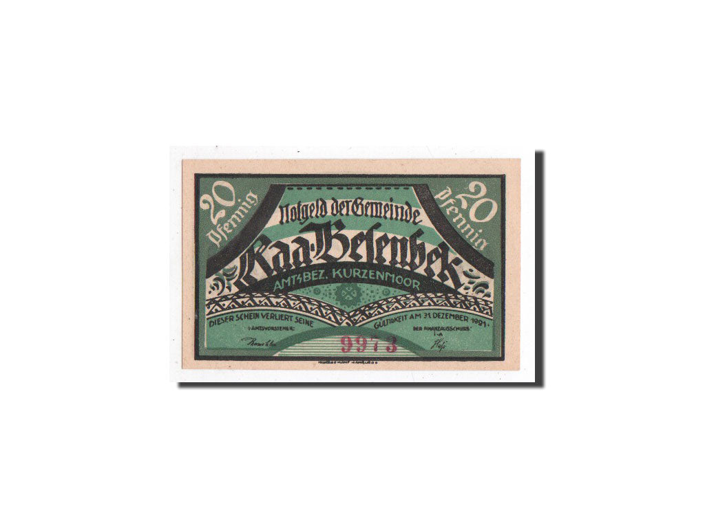 Banknote, Germany, Raa - Besenbeck, 20 Pfennig, forgeron, O.D, Undated