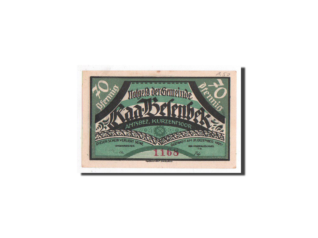 Banknote, Germany, Raa - Besenbeck, 70 Pfennig, métier à tisser, O.D, Undated