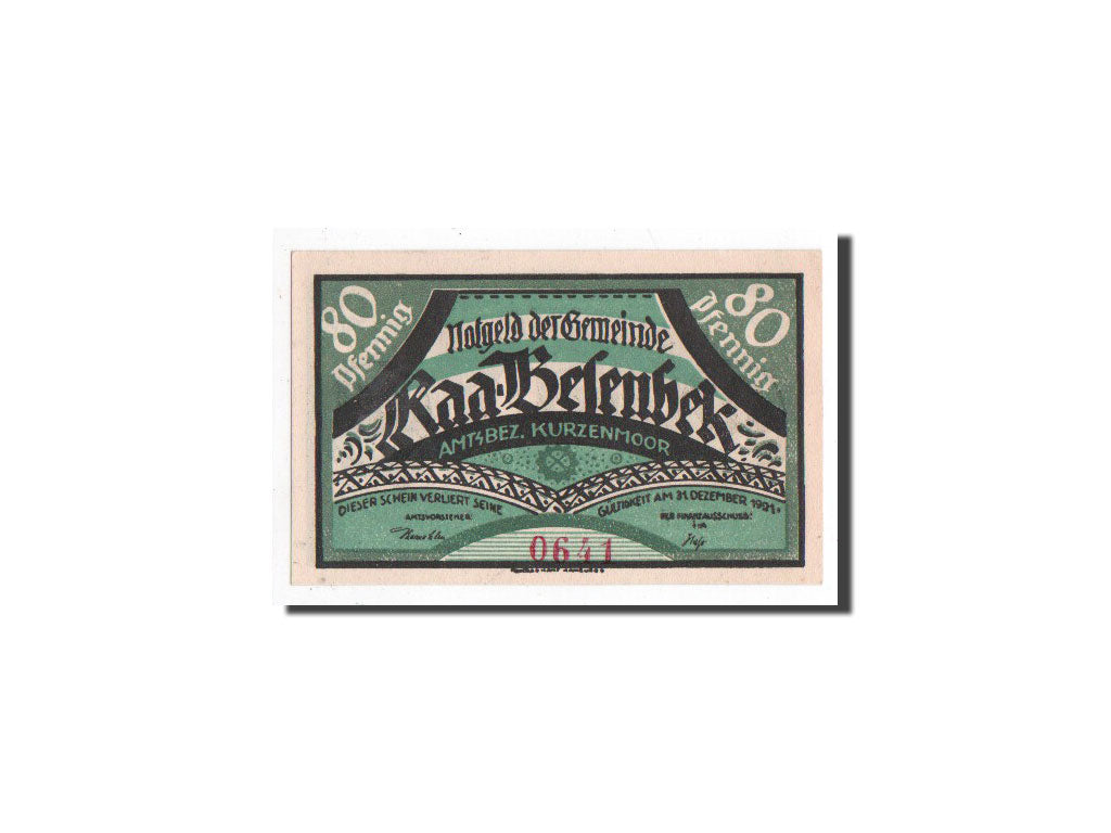 Banknote, Germany, Raa - Besenbeck, 80 Pfennig, ébéniste, O.D, Undated