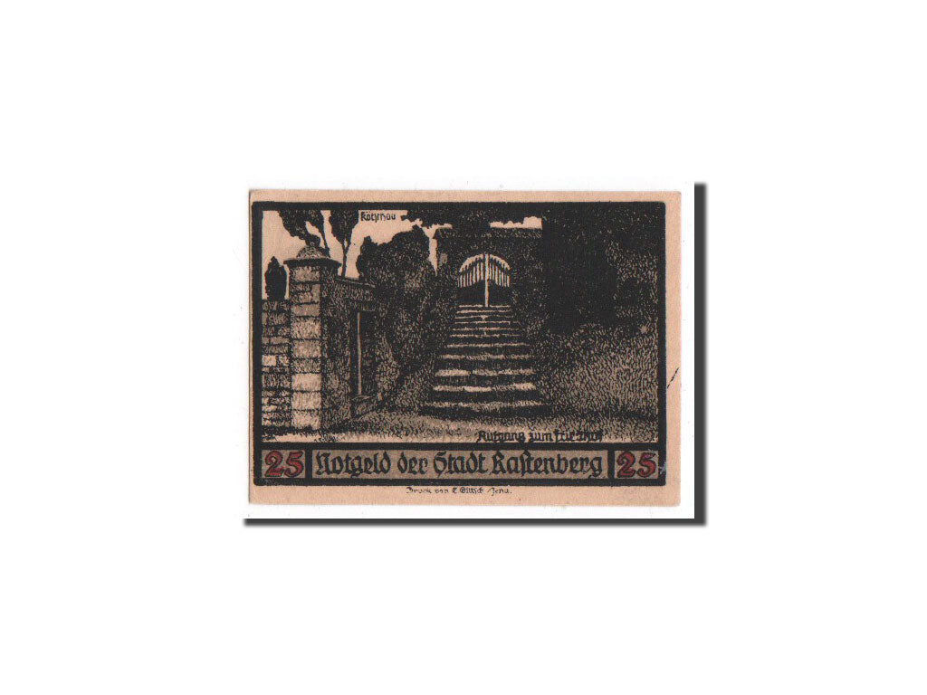 Billet, Allemagne, Rastenberg, 25 Pfennig, escalier, 1921, 1921-09-01, NEUF