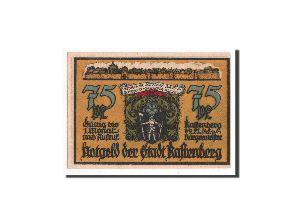 Banknote, Germany, Rastenberg, 75 Pfennig, château, 1921, 1921-09-01