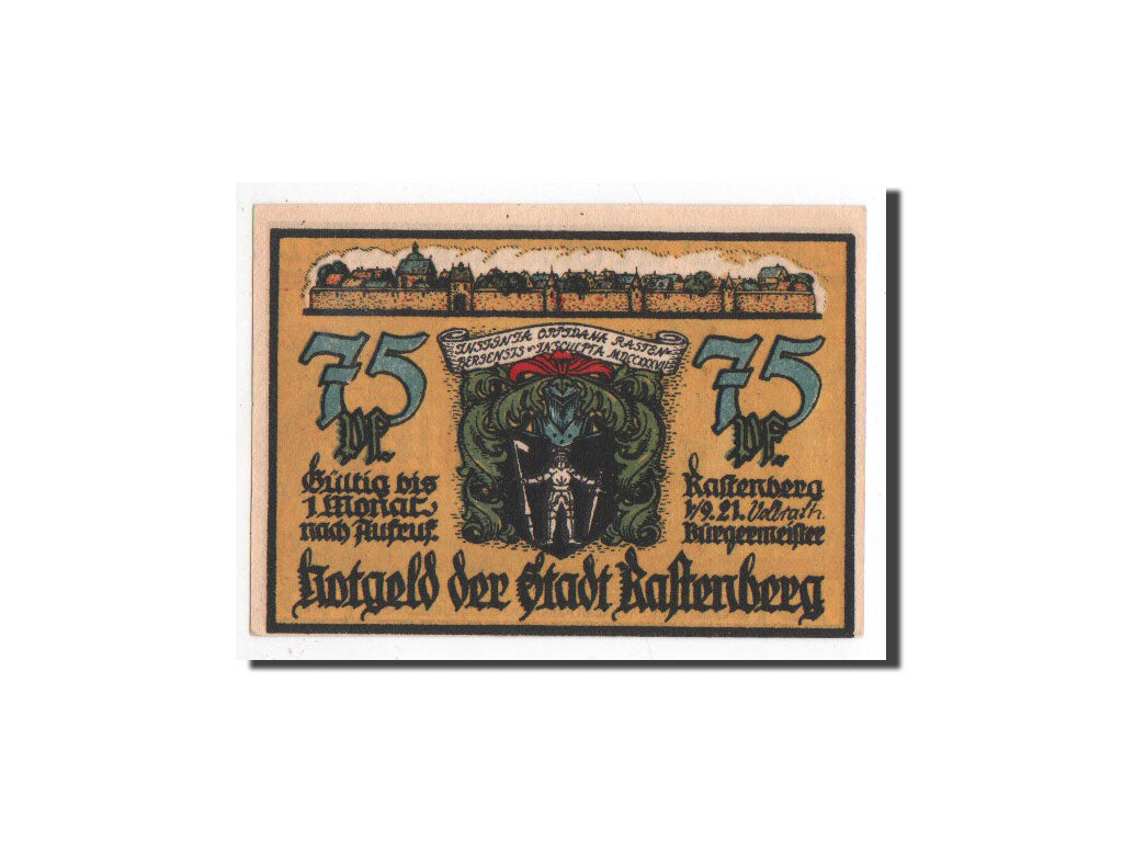 Banknote, Germany, Rastenberg, 75 Pfennig, personnage, 1921, 1921-09-01