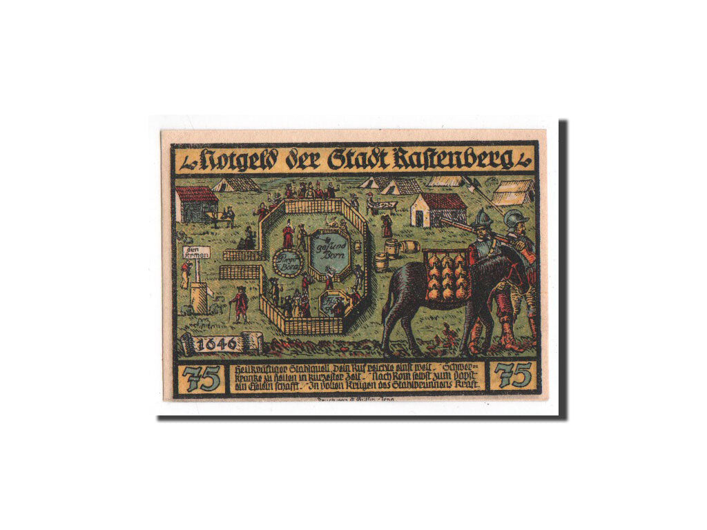 Banknote, Germany, Rastenberg, 75 Pfennig, personnage, 1921, 1921-09-01