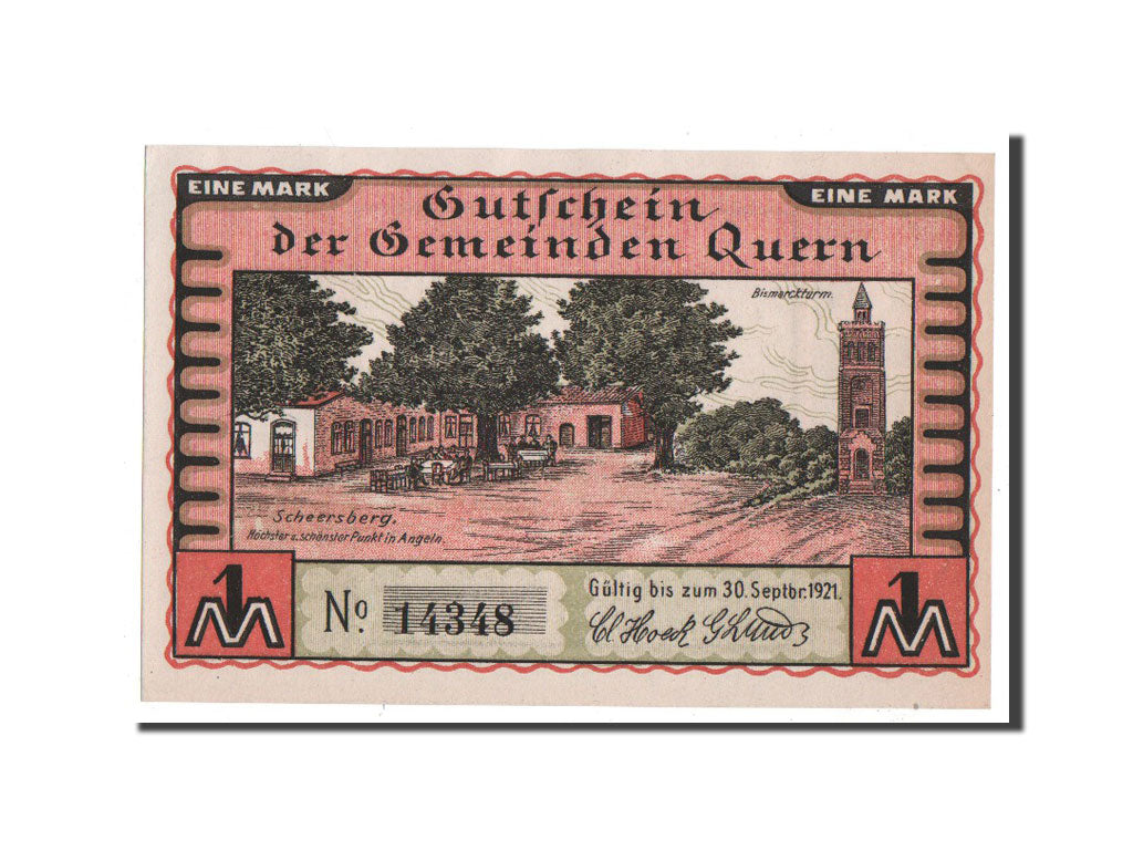 Banknote, Germany, Quern, 1 Mark, Monument, O.D, Undated, UNC(65-70)