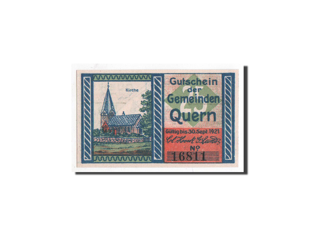 Geldschein, Deutschland, Quern, 25 Pfennig, drapeau, O.D, Undated, UNZ