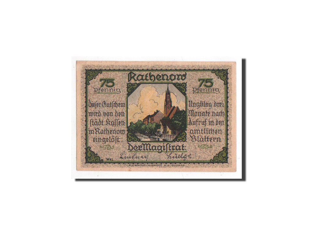 Banknot, Niemcy, Rathenow, 75 Pfennig, personnage 1, O.D, Undated, UNC(65-70)