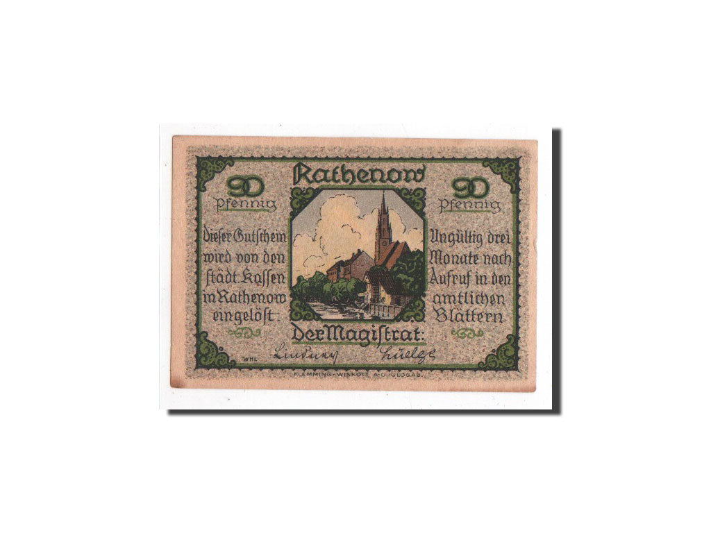 Geldschein, Deutschland, Rathenow, 90 Pfennig, personnage, O.D, Undated, UNZ