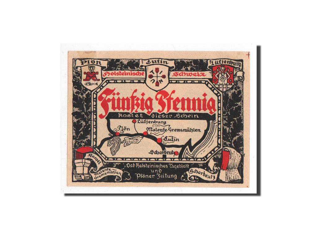 Banknot, Niemcy, Plön, 50 Pfennig, personnage 1, O.D, Undated, UNC(65-70)