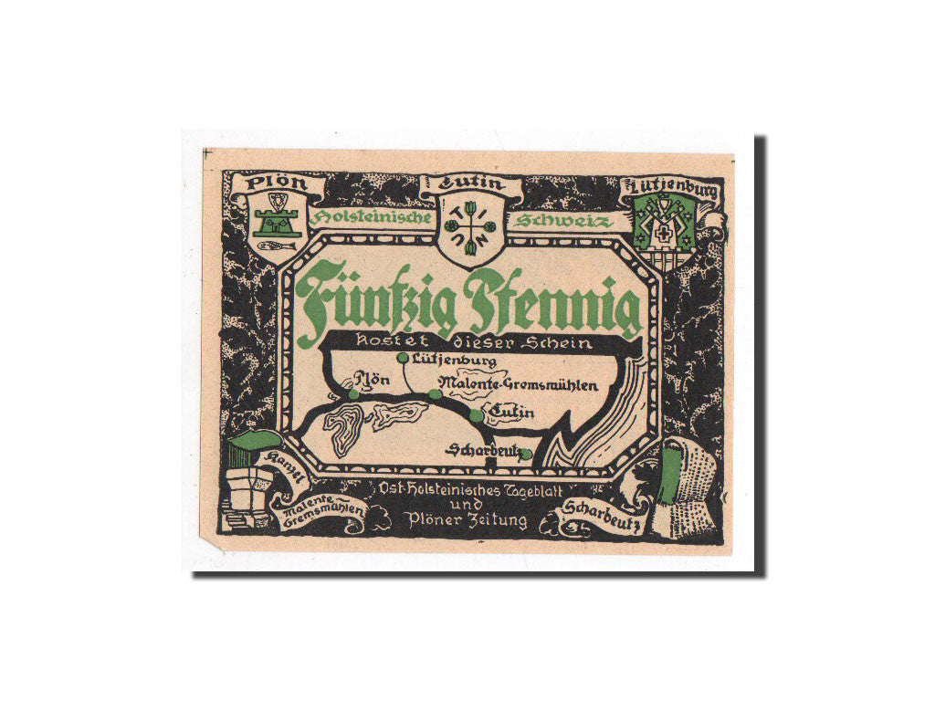 Banknote, Germany, Plön, 50 Pfennig, paysage 1, O.D, Undated, UNC(65-70)