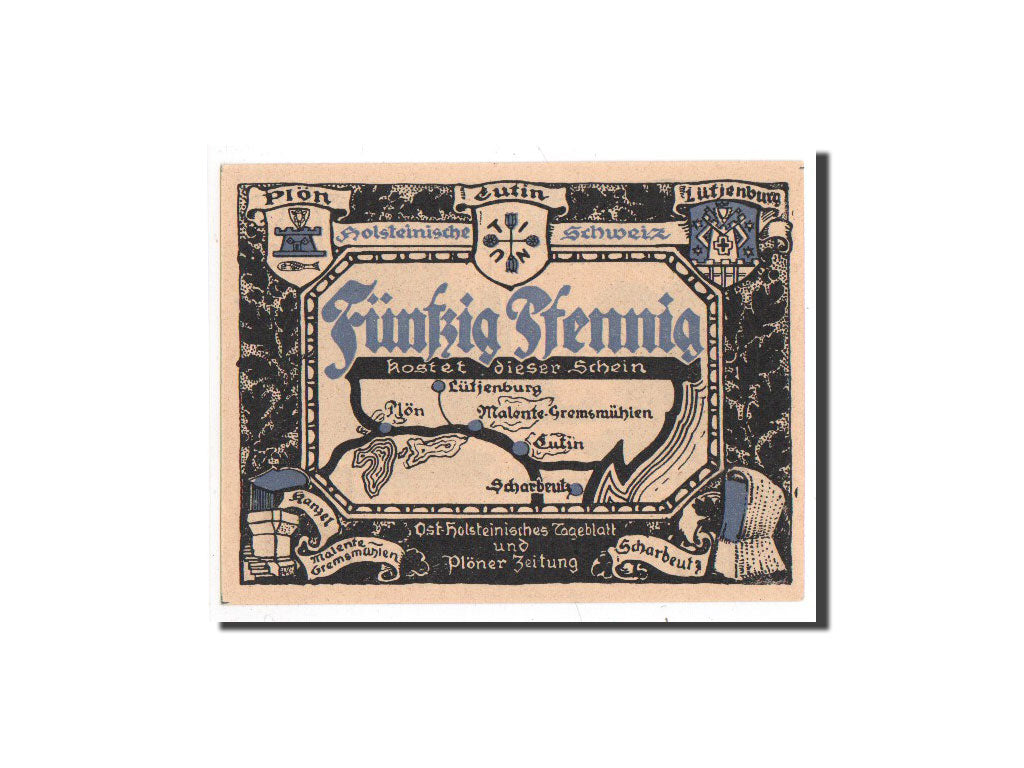 Banknote, Germany, Plön, 50 Pfennig, paysage 1, O.D, Undated, UNC(65-70)