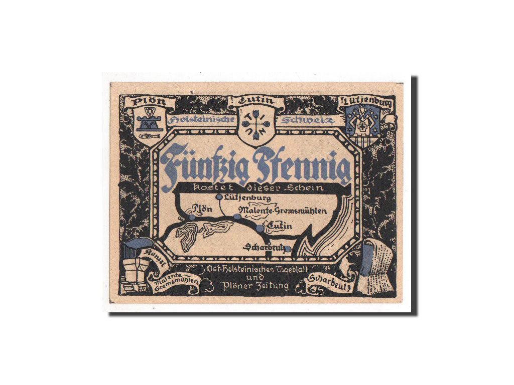 Billet, Allemagne, Plön, 50 Pfennig, paysage 4, O.D, Undated, NEUF, Mehl:1063.7