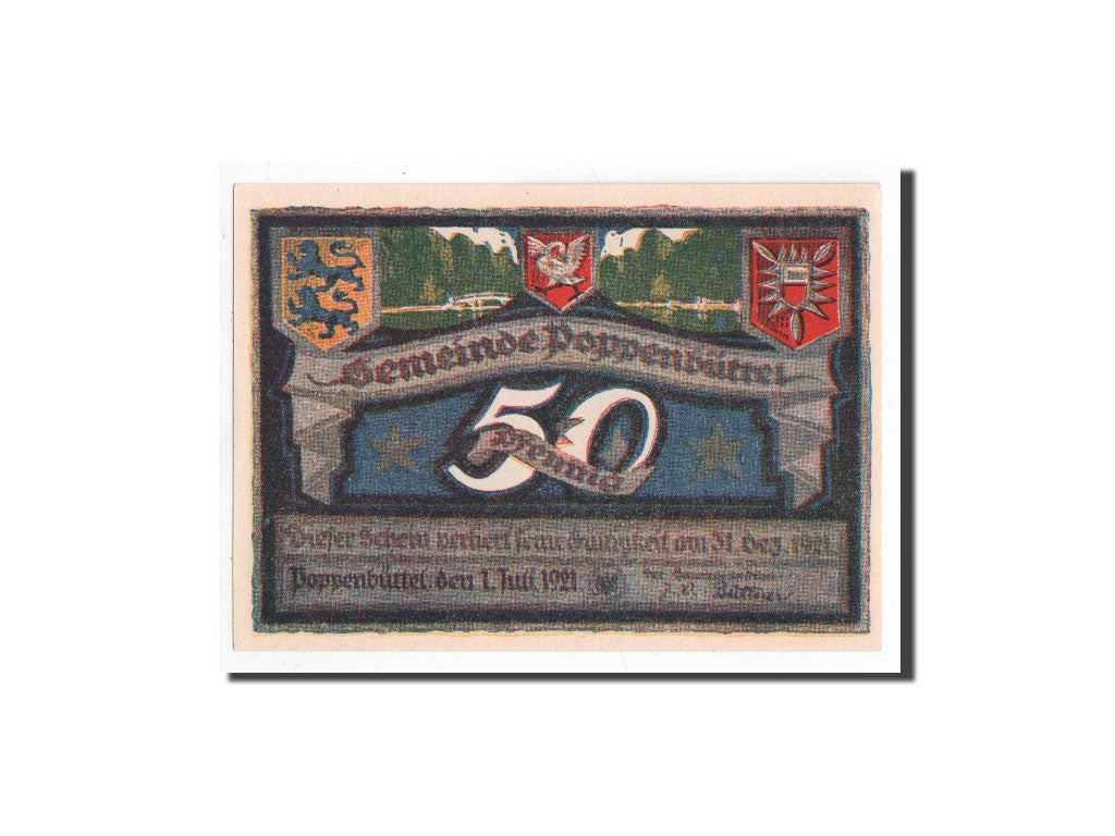 Biljet, Duitsland, Poppenbüttel, 50 Pfennig, paysage, 1921, 1921-07-01, NIEUW