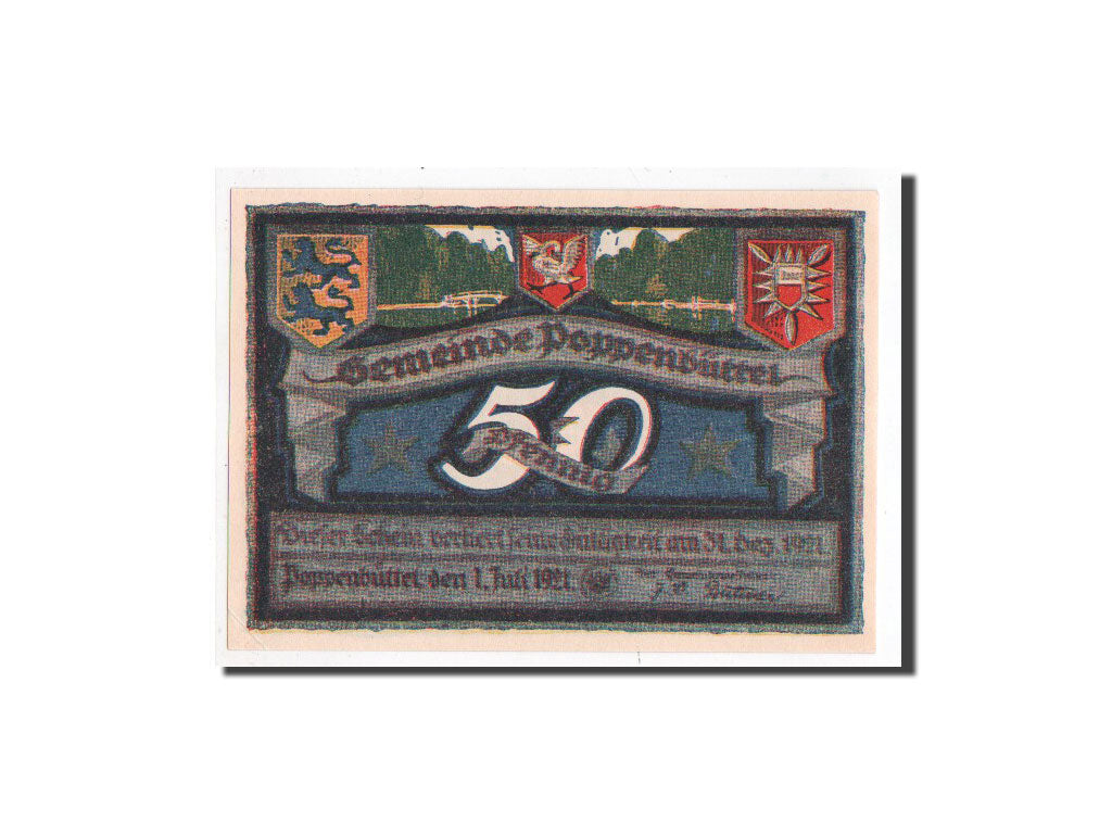 Billet, Allemagne, Poppenbüttel, 50 Pfennig, paysage 3, 1921, 1921-07-01, NEUF
