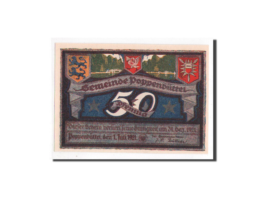 Billet, Allemagne, Poppenbüttel, 50 Pfennig, paysage 4, 1921, 1921-07-01, NEUF